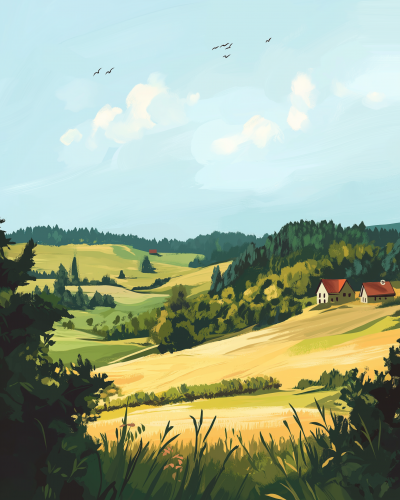 Poland Landscape Illustration