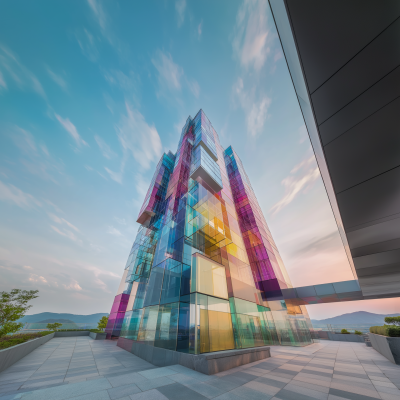 Modern Building with Colorful Cubes