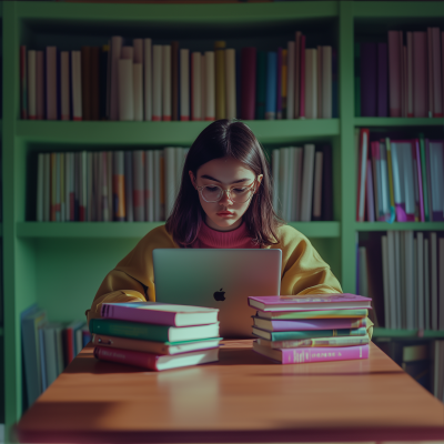 Student Studying at Laptop