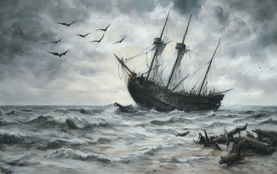 Shipwreck in Fantasy Setting