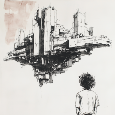 Brutalist Architectural Sketch