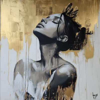 Elegant White and Gold Abstract