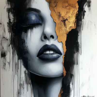 Black and Gold Abstract Art