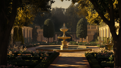 Antique Garden in Moonlight