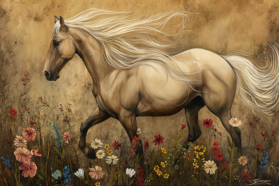 Horse in Wildflowers