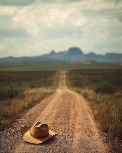 Texas Landscape with Cowboy Hat