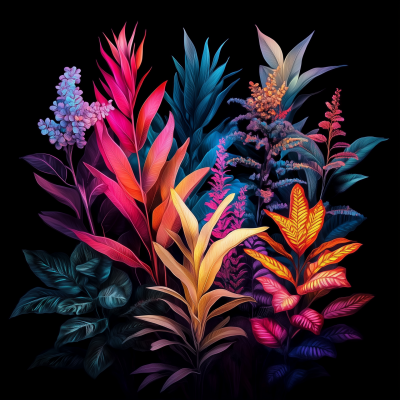 Fluorescent Plants on Black