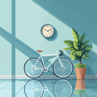 Minimalistic Bicycle in Hallway