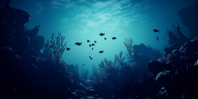 Deep Dark Underwater Scene