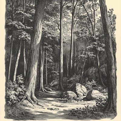 Vintage Catskill Forest Illustration