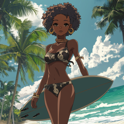 Anime Surfer Girl in Bali