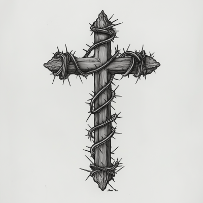 Barbed Wire Cross Tattoo Design