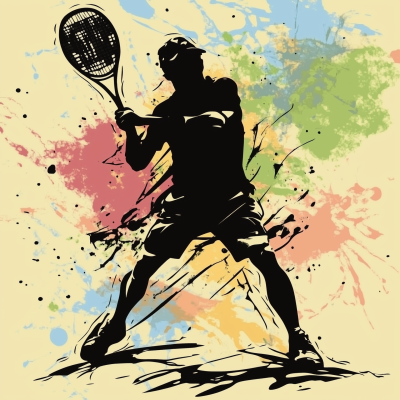Grunge Tennis Player Silhouette