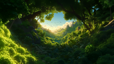 Green Jungle Scene