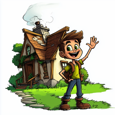 Cheerful Boy Waving