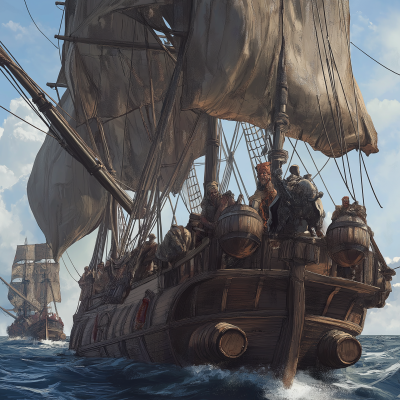 Pirate Ship on the Ocean