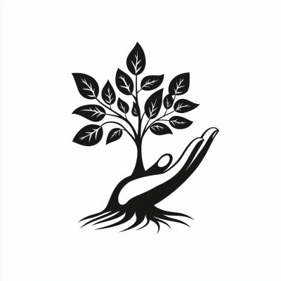Human Hand Growing Tree Logo