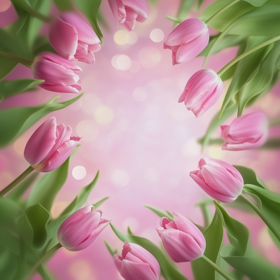 Pink Tulips Border