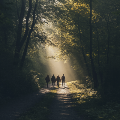 Happy People in the Forest