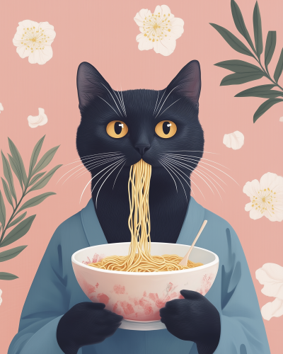 Cat with Ramen