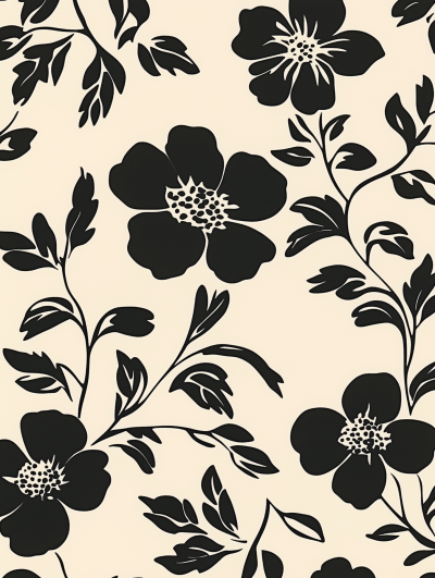 Floral Pattern in Black and White