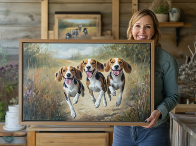 Beagle Dogs in Rustic Home