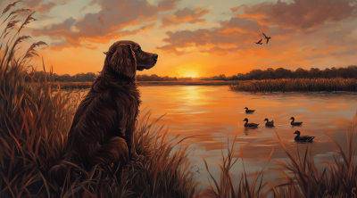 Boykin Spaniel at Sunset
