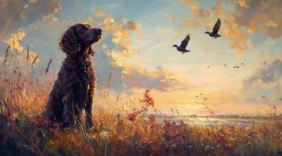 Boykin Spaniel in Autumn Landscape