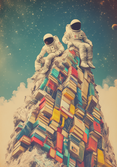 Astronauts on a Mountain of Books