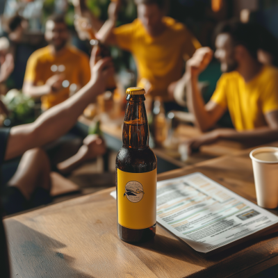 Bar Scene with Beer Bottle