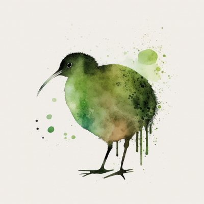 Minimalist Kiwi Bird Watercolor