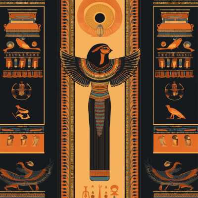 Ancient Egyptian Pattern with Orange Color Scheme