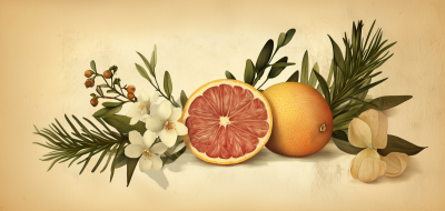 Botanical Illustration of Citrus and Berries