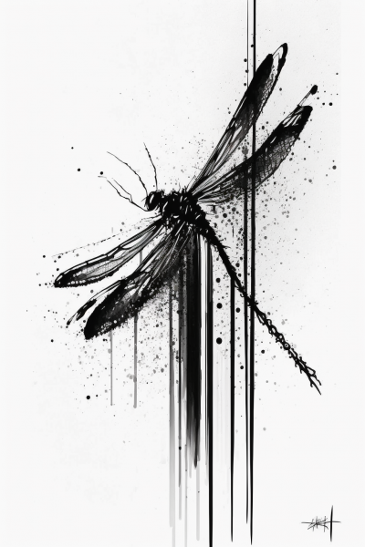 Minimal Abstract Dragonfly Drawing