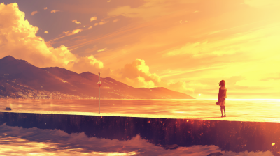 Seaside Stroll at Sunset