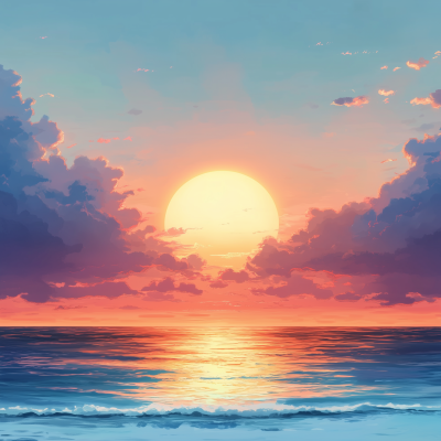 Beautiful Sunset Over Ocean