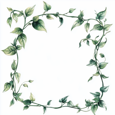 Decorative Frame with Green Tendrils