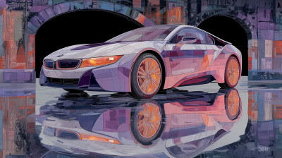 Silver BMW i8 in Geometric Style