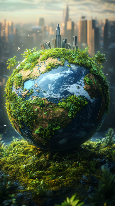 Green Globe with Dubai Skyline