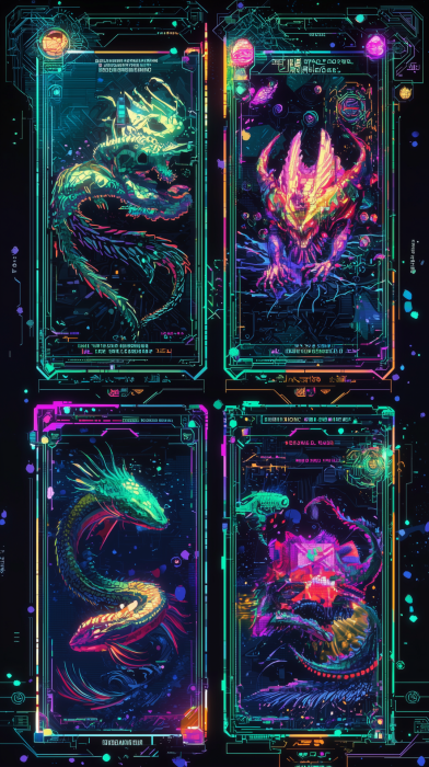 Retro Holographic Aquatic Creature Trading Cards