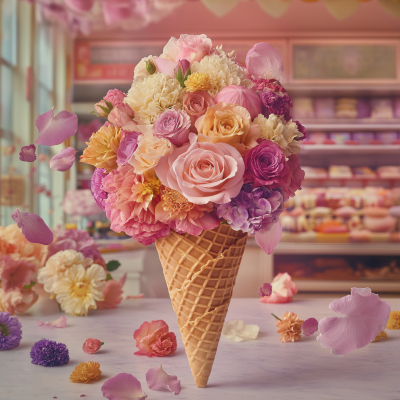 Floral Ice Cream Cone