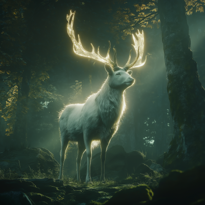 Mystical Stag in Enchanted Forest
