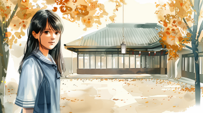 Japanese High School Courtyard