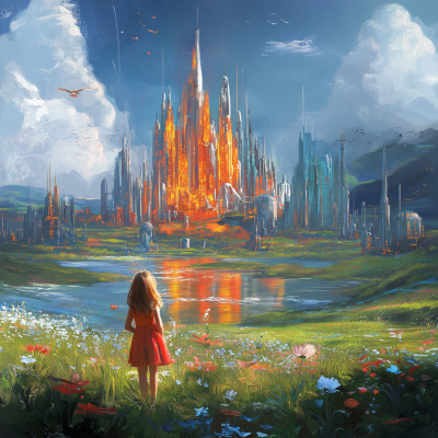 Futuristic City of Fire and Ice