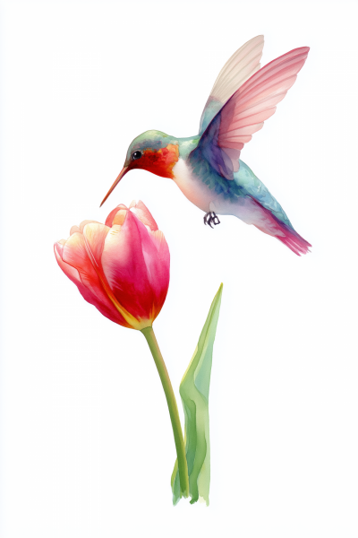 Hummingbird and Tulip