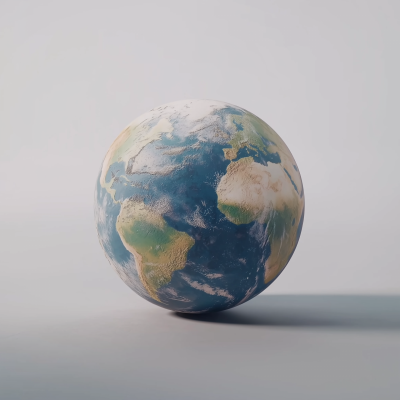 Realistic Planet Earth on White Background