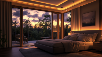 Cozy Bedroom with Forest View