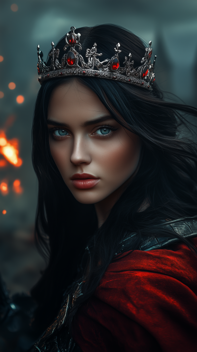 Defiant Queen on Castle Battlements
