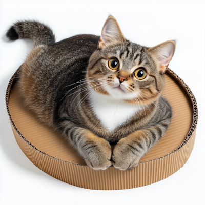 Cute American Shorthair Cat on Cardboard