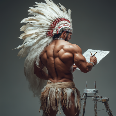 Muscular Man with Paintbrush